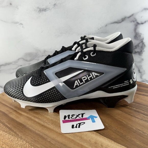 Nike Alpha Menace 4 Pro Men's Football Cleats Black/White FZ7702-005 Size 10 - Picture 1 of 9